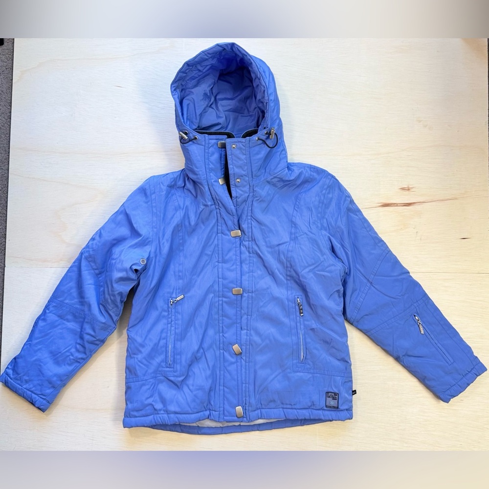 VTG l.e.i. Puffer Ski Jacket Hooded Winter Coat Fleece lined periwinkle blue L